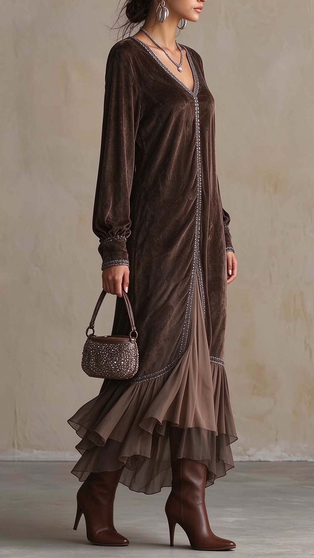 TERESA | VESTIDO MIDI HOLGADO DE ANTE SINTÉTICO
