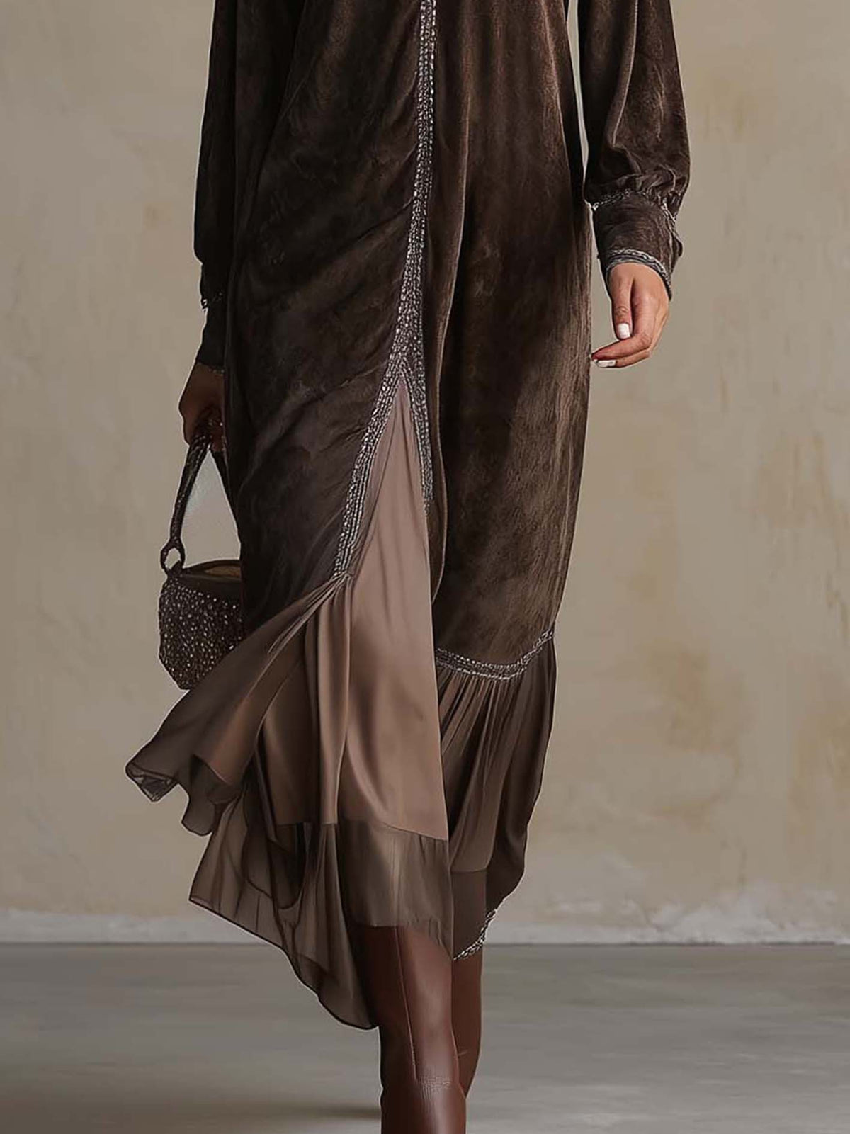 TERESA | VESTIDO MIDI HOLGADO DE ANTE SINTÉTICO