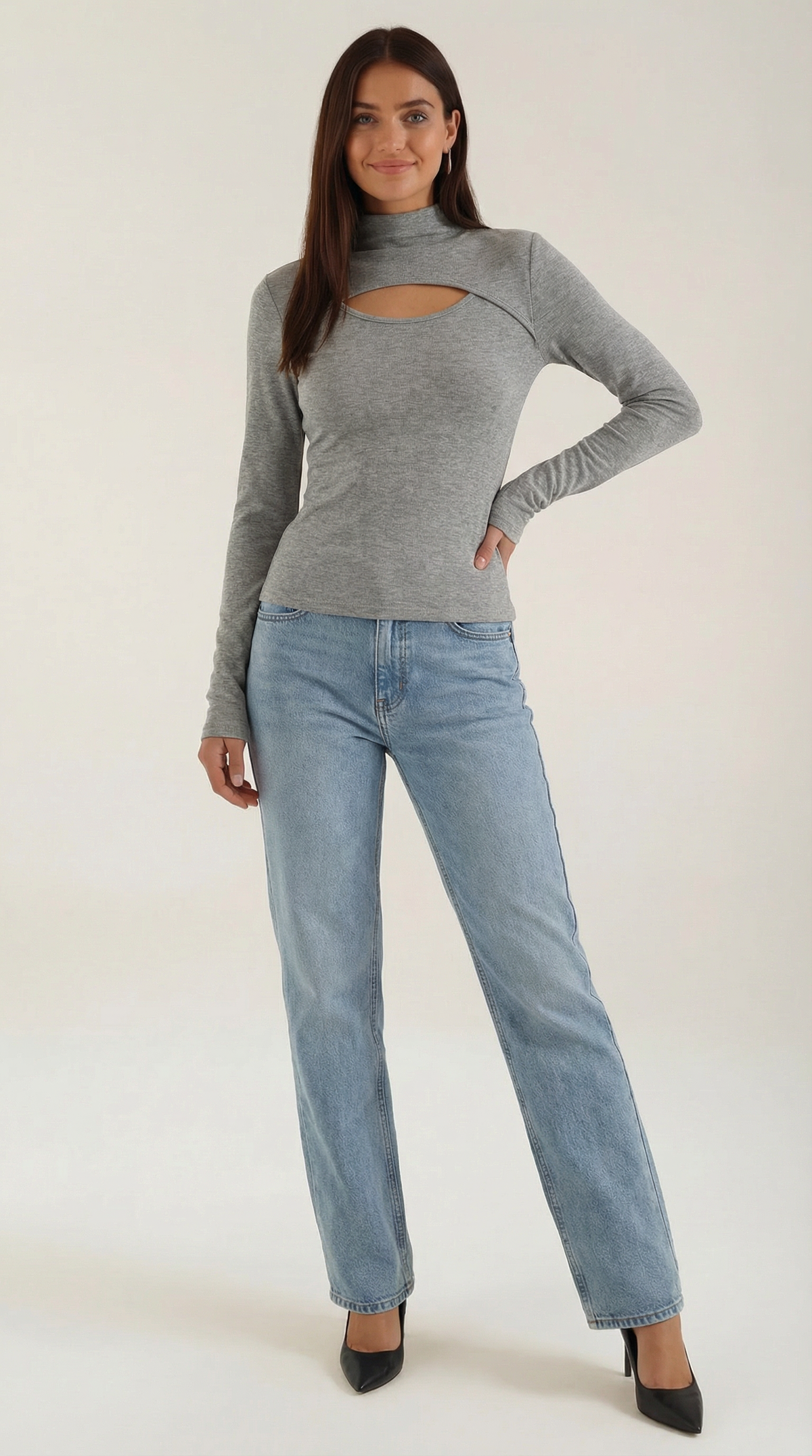 GABRIELLE | TOP CHIC DE MANGA LARGA CON ABERTURAS