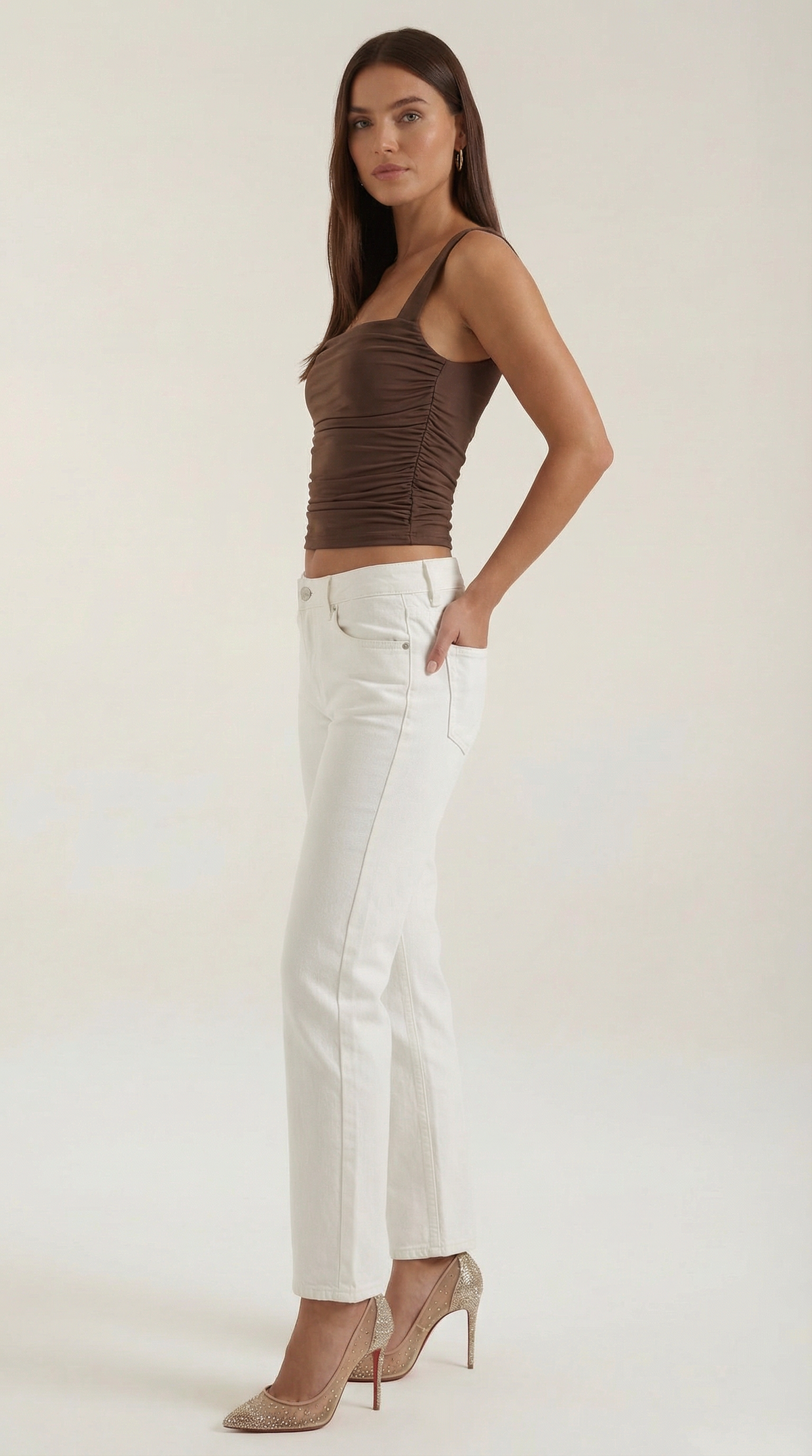 BIANCA | BLUSA SIN MANGAS CON FRUNCIDOS Y ESCOTE CUADRADO