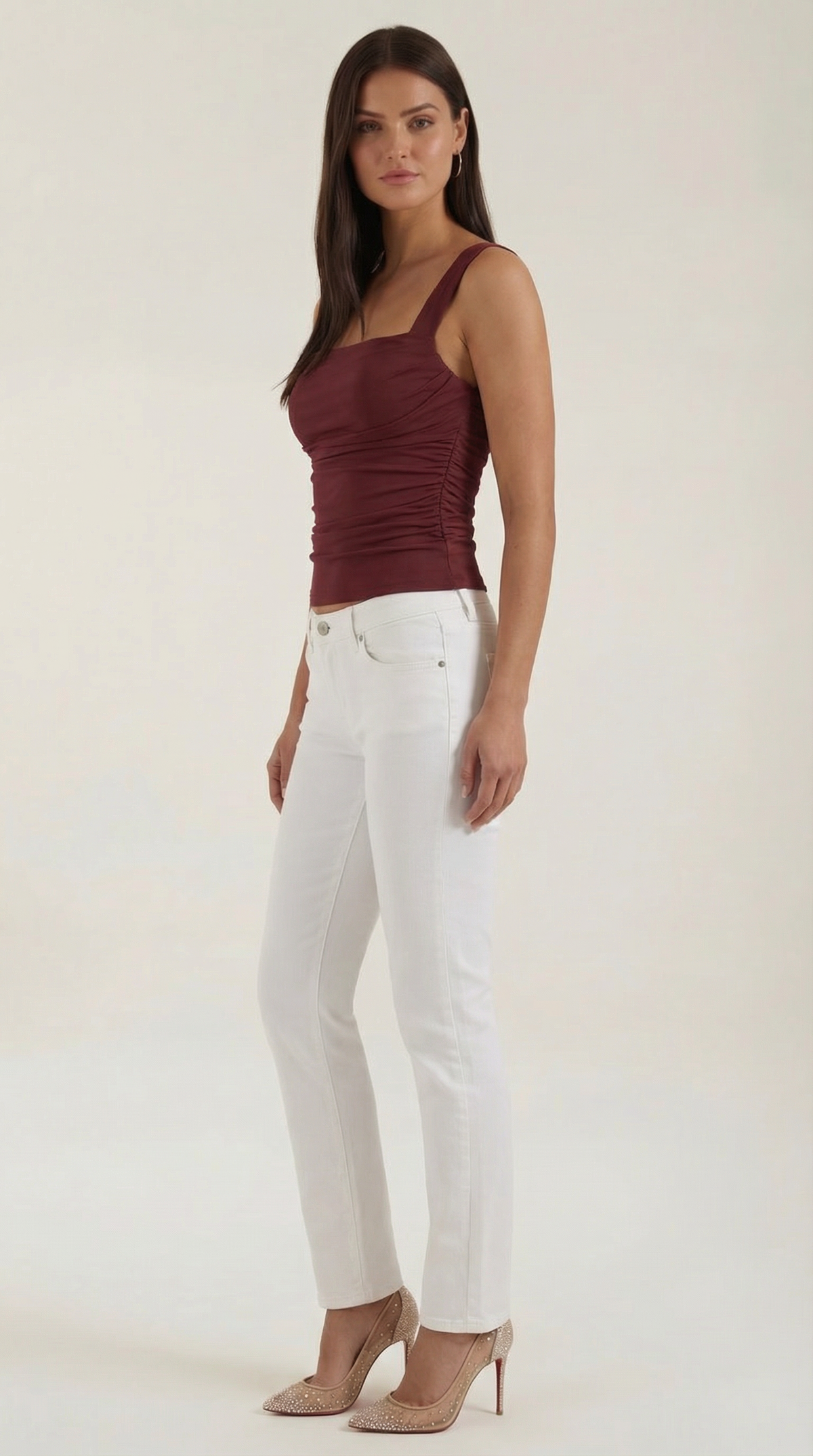 BIANCA | BLUSA SIN MANGAS CON FRUNCIDOS Y ESCOTE CUADRADO