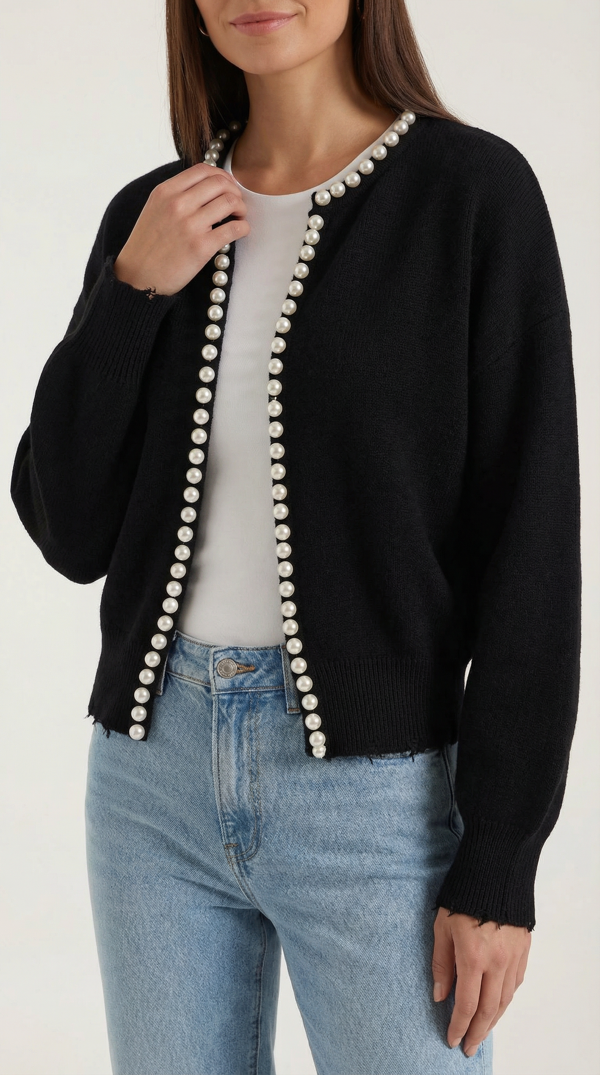 ALESSANDRA | CARDIGAN CON DETALLES DE PERLAS