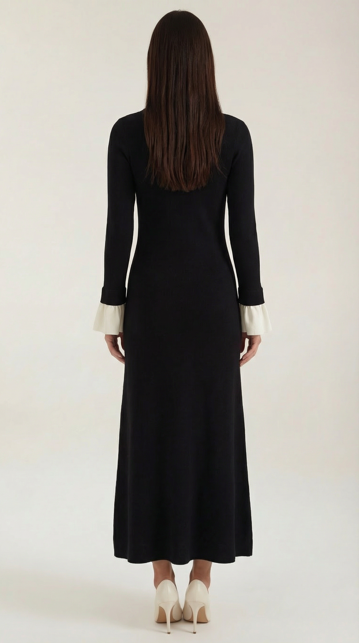 CHARLOTTE | VESTIDO LARGO DE PUNTO CON PUÑOS EN CONTRASTE