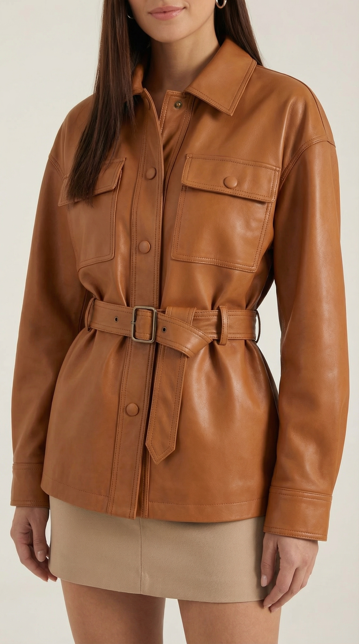 EVELINA | CHAQUETA DE PU CON CINTURÓN