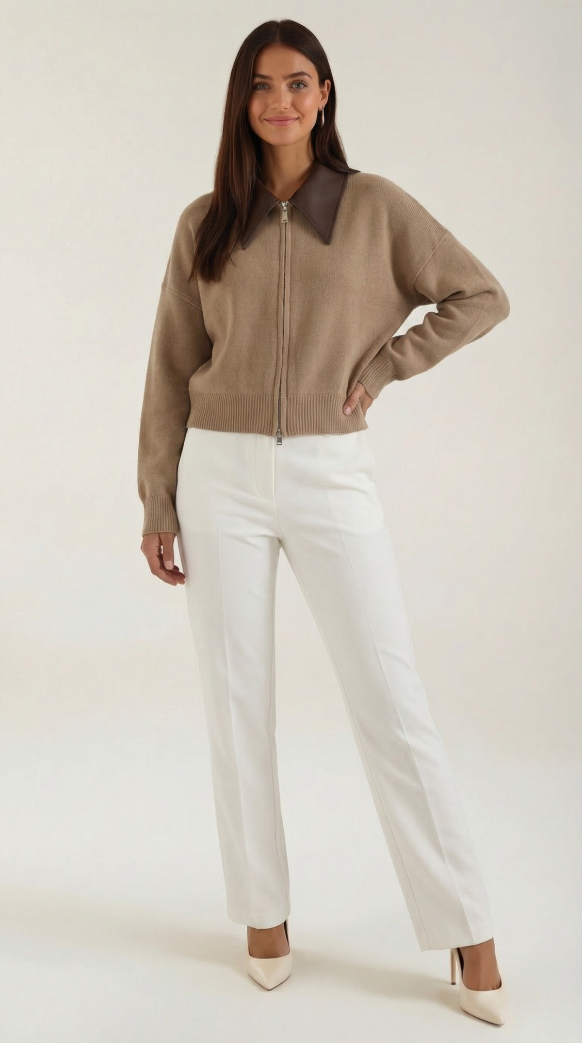 EIRA | CHAQUETA CORTA DE PUNTO CON CUELLO