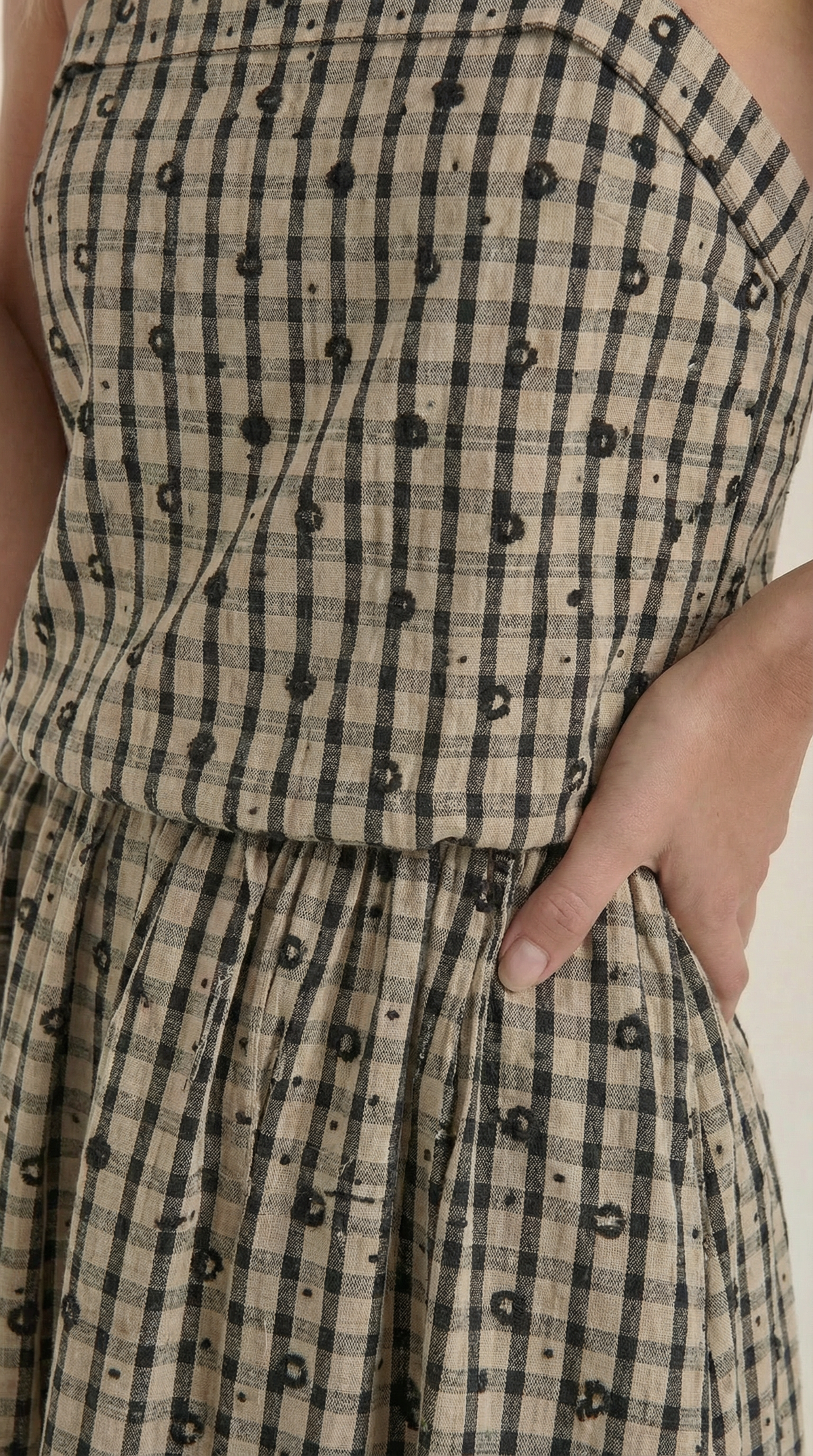 JULIANA | VESTIDO MIDI DE VERANO A CUADROS CON ESCOTE REDONDO