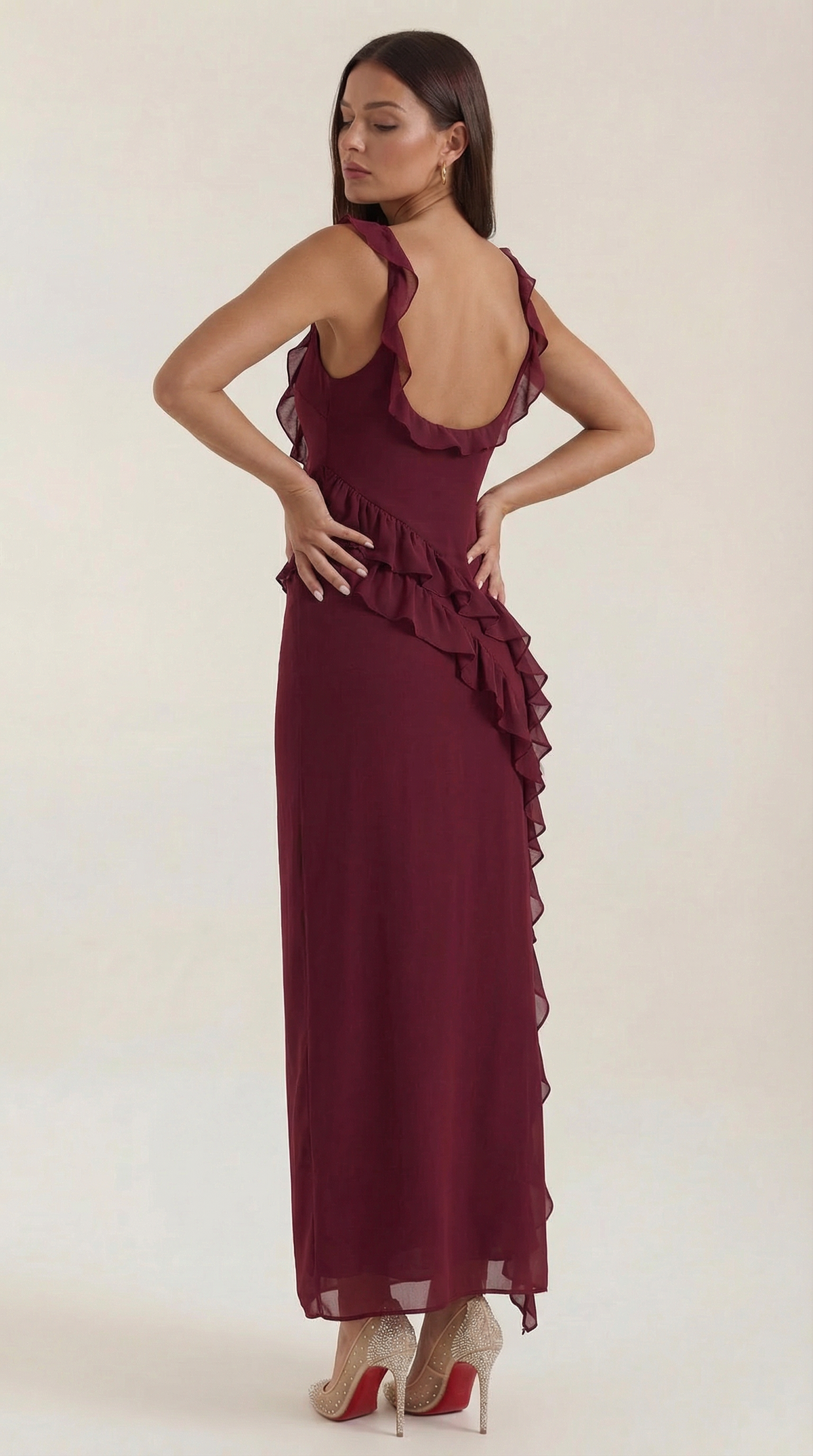 SUSAN | VESTIDO LARGO CON VOLANTES