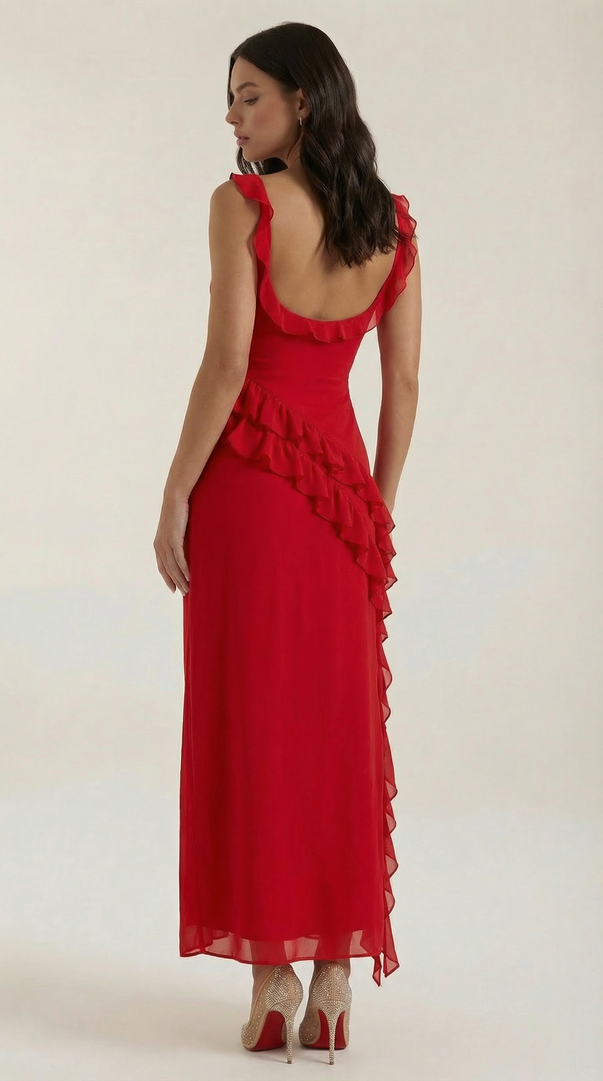 SUSAN | VESTIDO LARGO CON VOLANTES