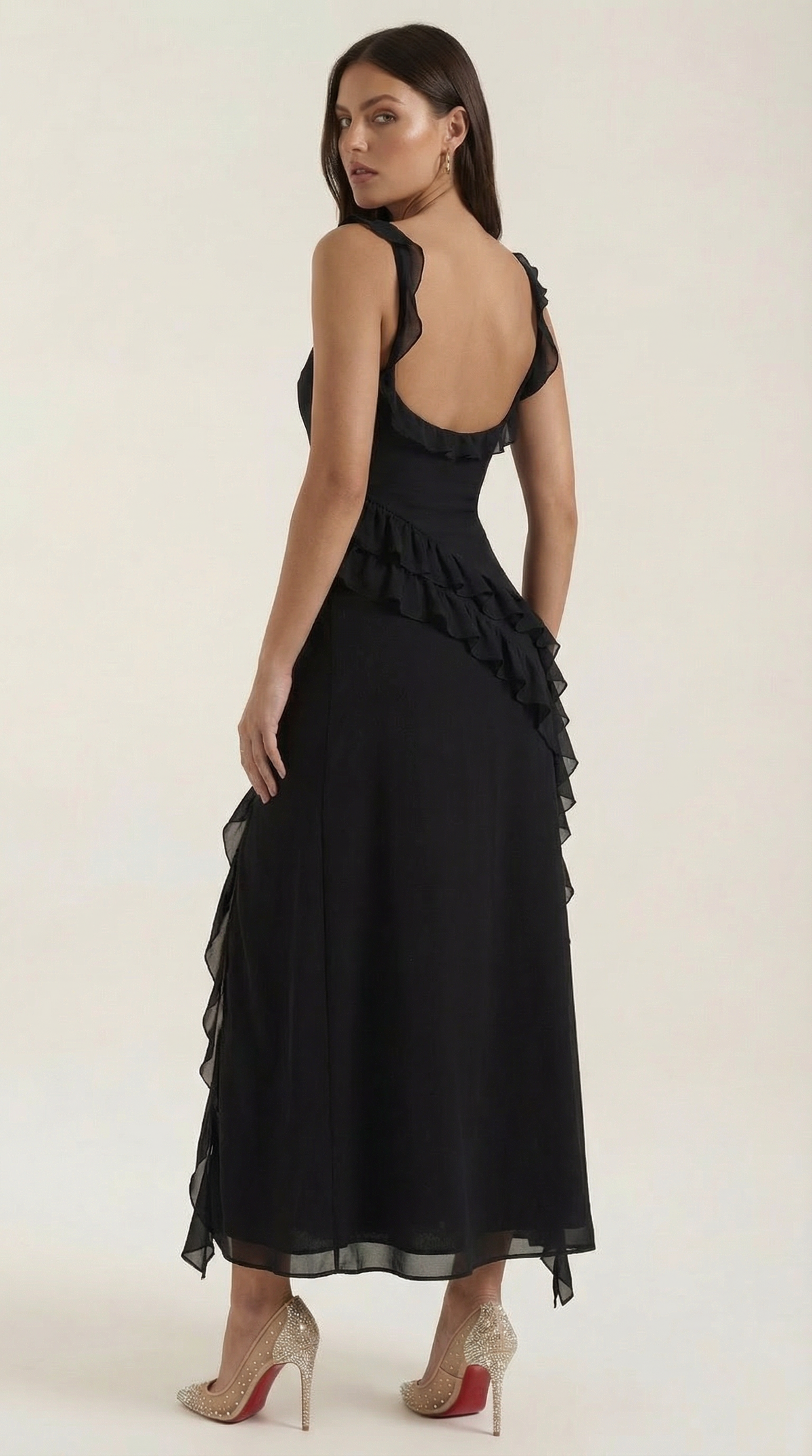 SUSAN | VESTIDO LARGO CON VOLANTES