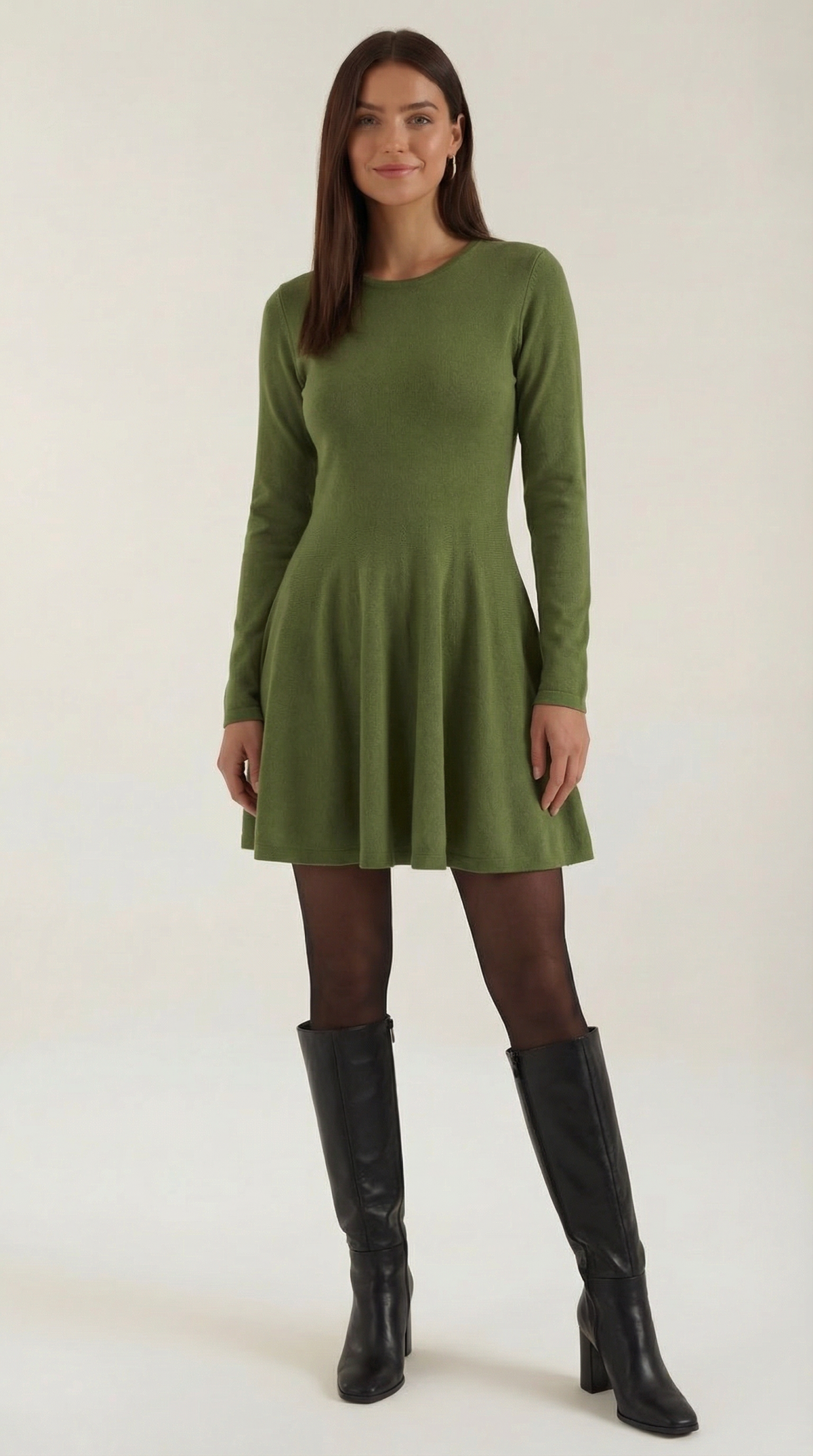 TIFFANY | VESTIDO CORTO DE MANGA LARGA CON PLIEGUES