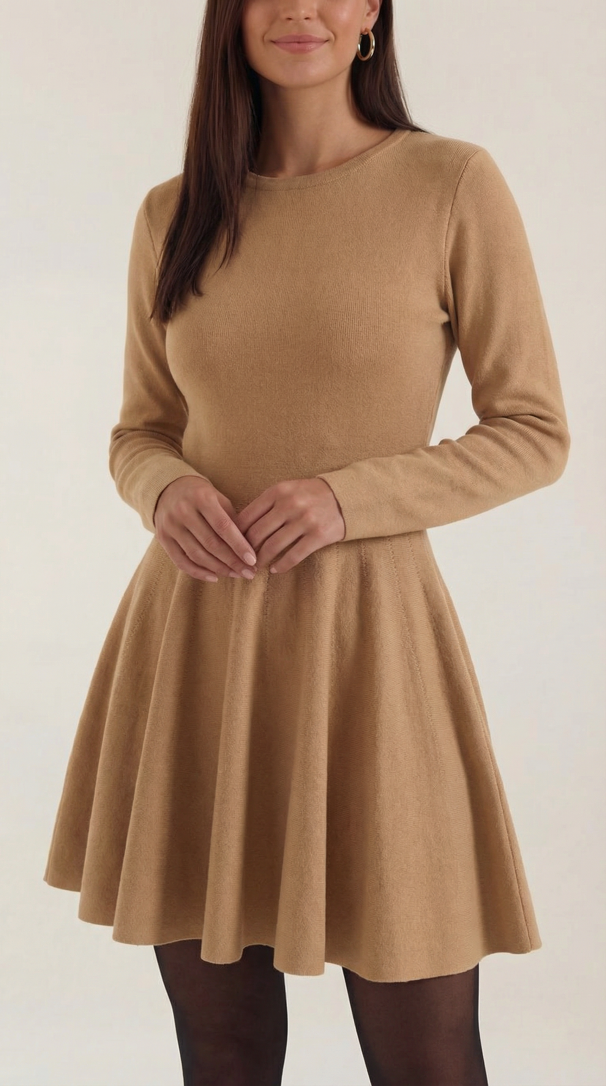 TIFFANY | VESTIDO CORTO DE MANGA LARGA CON PLIEGUES