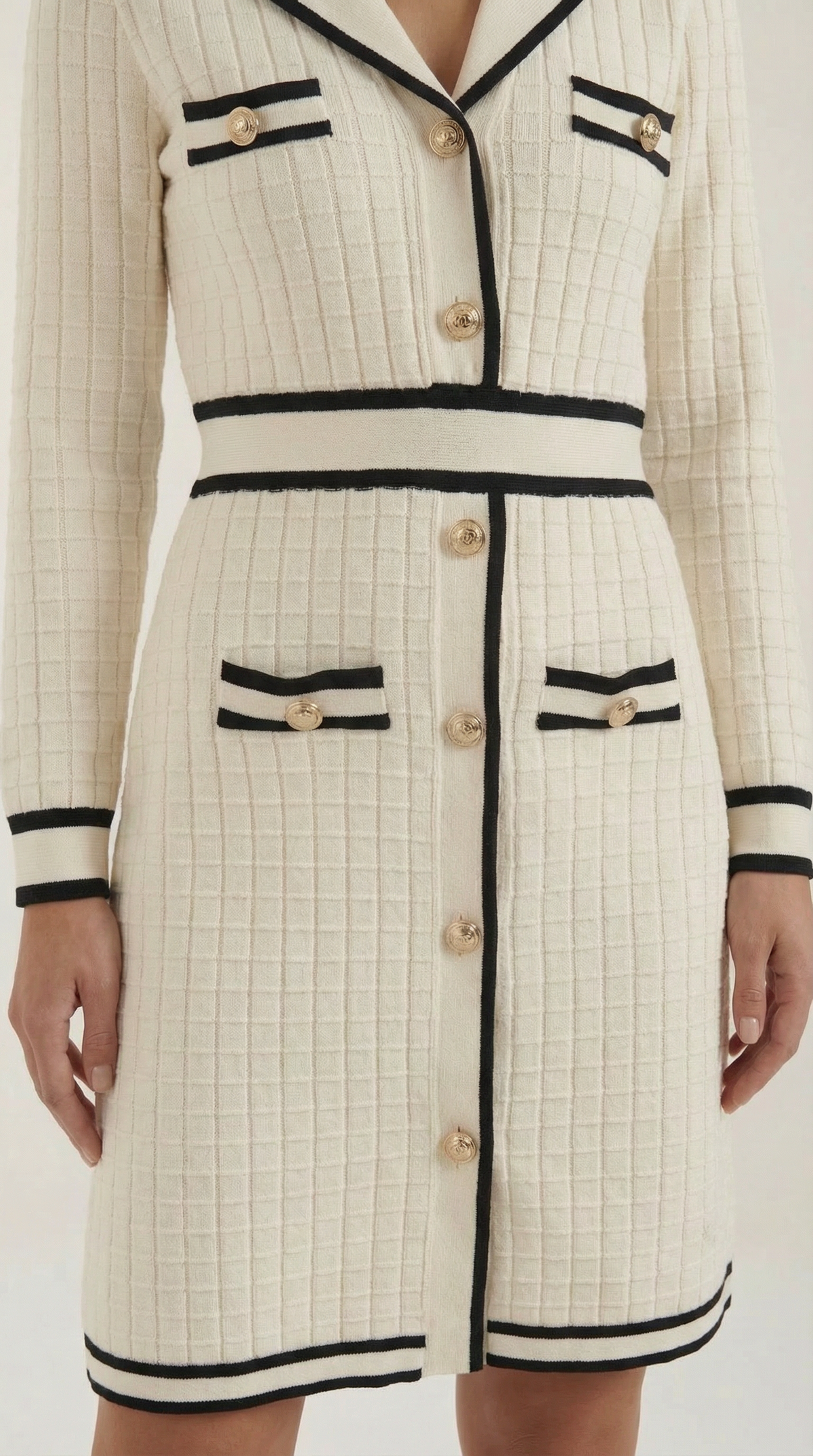TRACY | ELEGANTE VESTIDO DE PUNTO CON RIBETES EN CONTRASTE