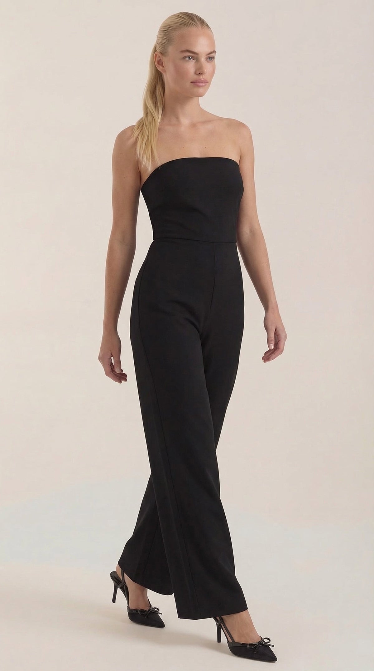 ELIZA | MONO SIN TIRANTES CON PANTALÓN DE PIERNA ANCHA