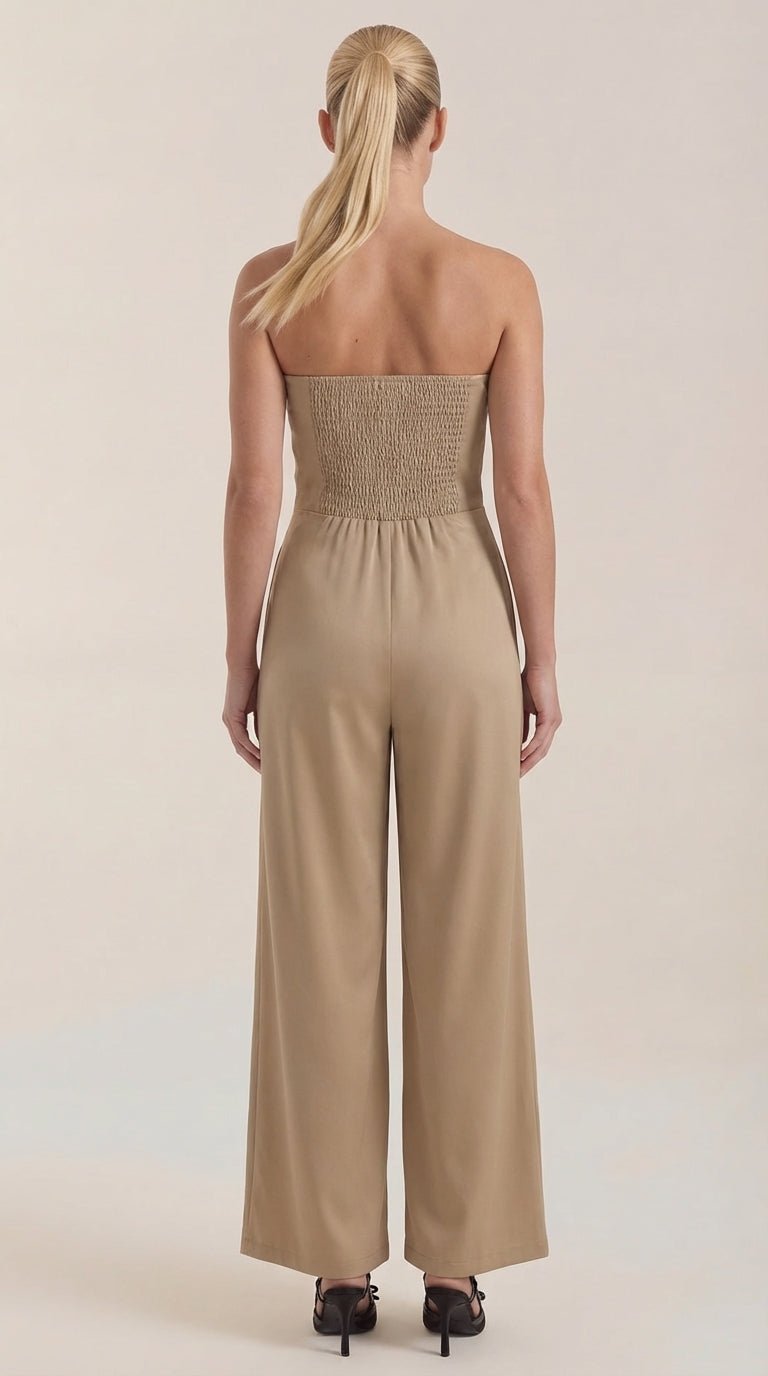 ELIZA | MONO SIN TIRANTES CON PANTALÓN DE PIERNA ANCHA