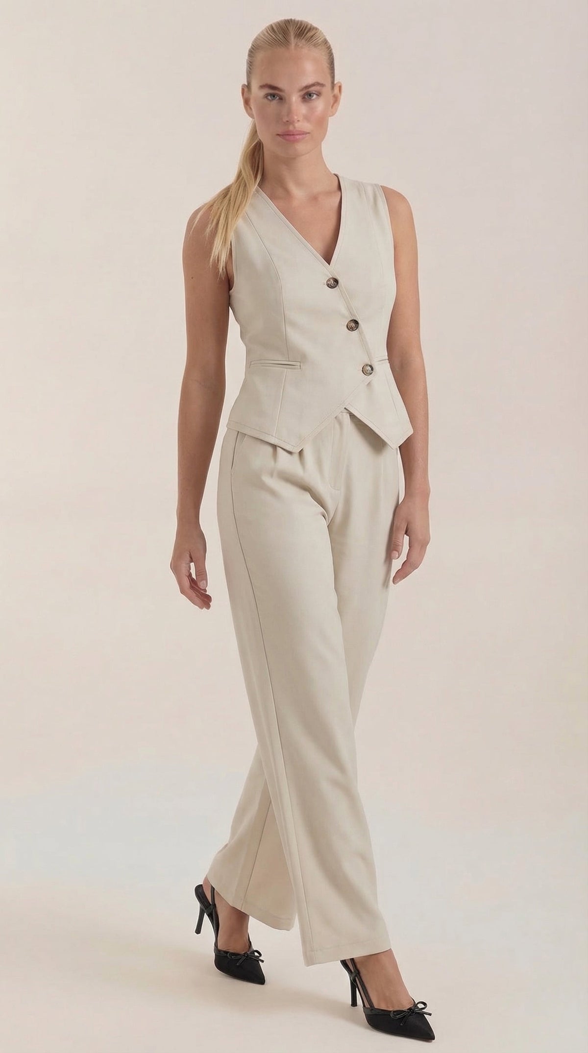 ELISE | TRAJE ELEGANTE DE DOS PIEZAS CON ESCOTE EN V PARA MUJER
