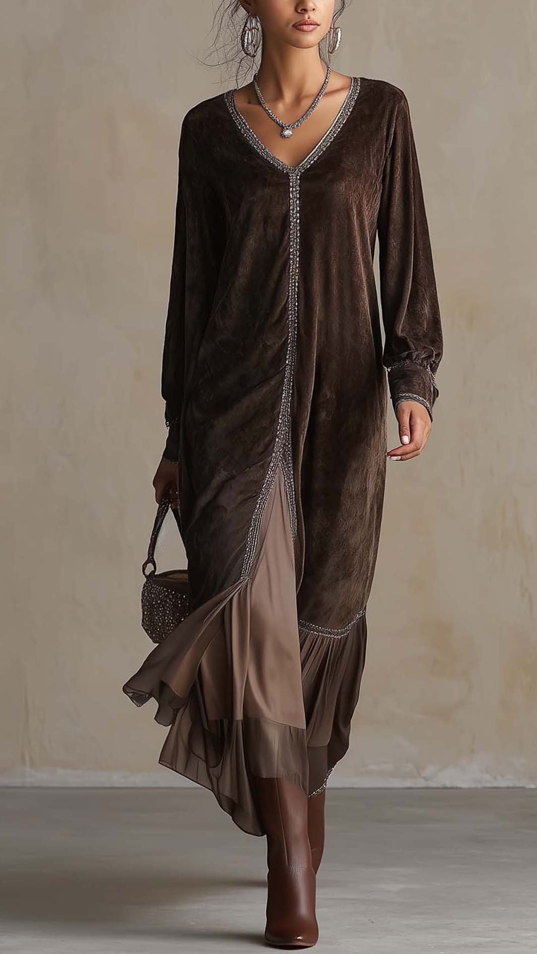 TERESA | VESTIDO MIDI HOLGADO DE ANTE SINTÉTICO