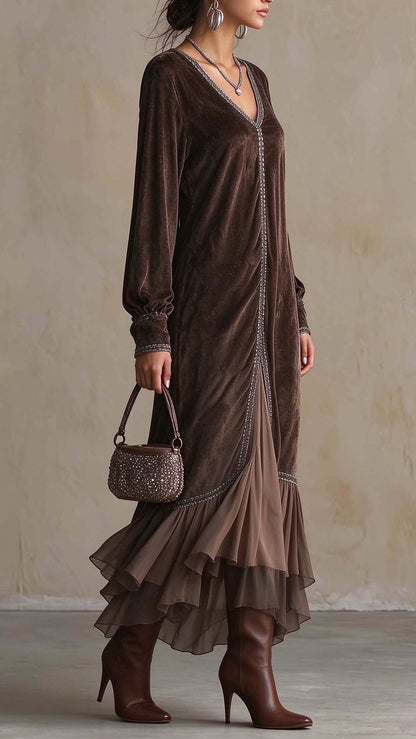 TERESA | VESTIDO MIDI HOLGADO DE ANTE SINTÉTICO