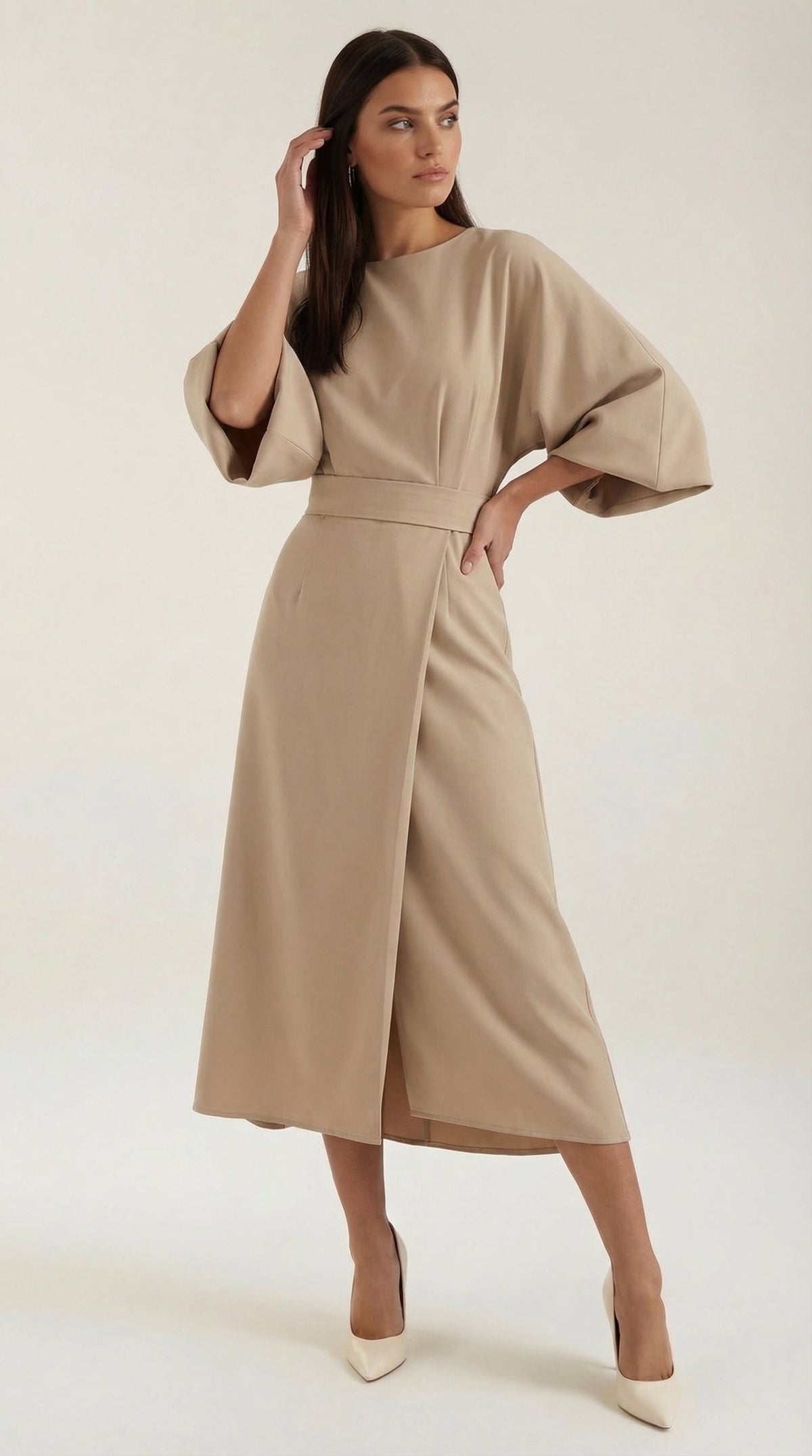 ANA | VESTIDO LARGO CON CINTURÓN EN LA CINTURA