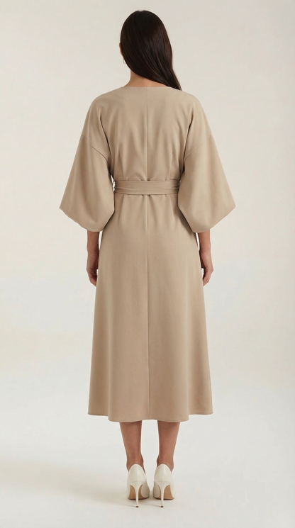 ANA | VESTIDO LARGO CON CINTURÓN EN LA CINTURA