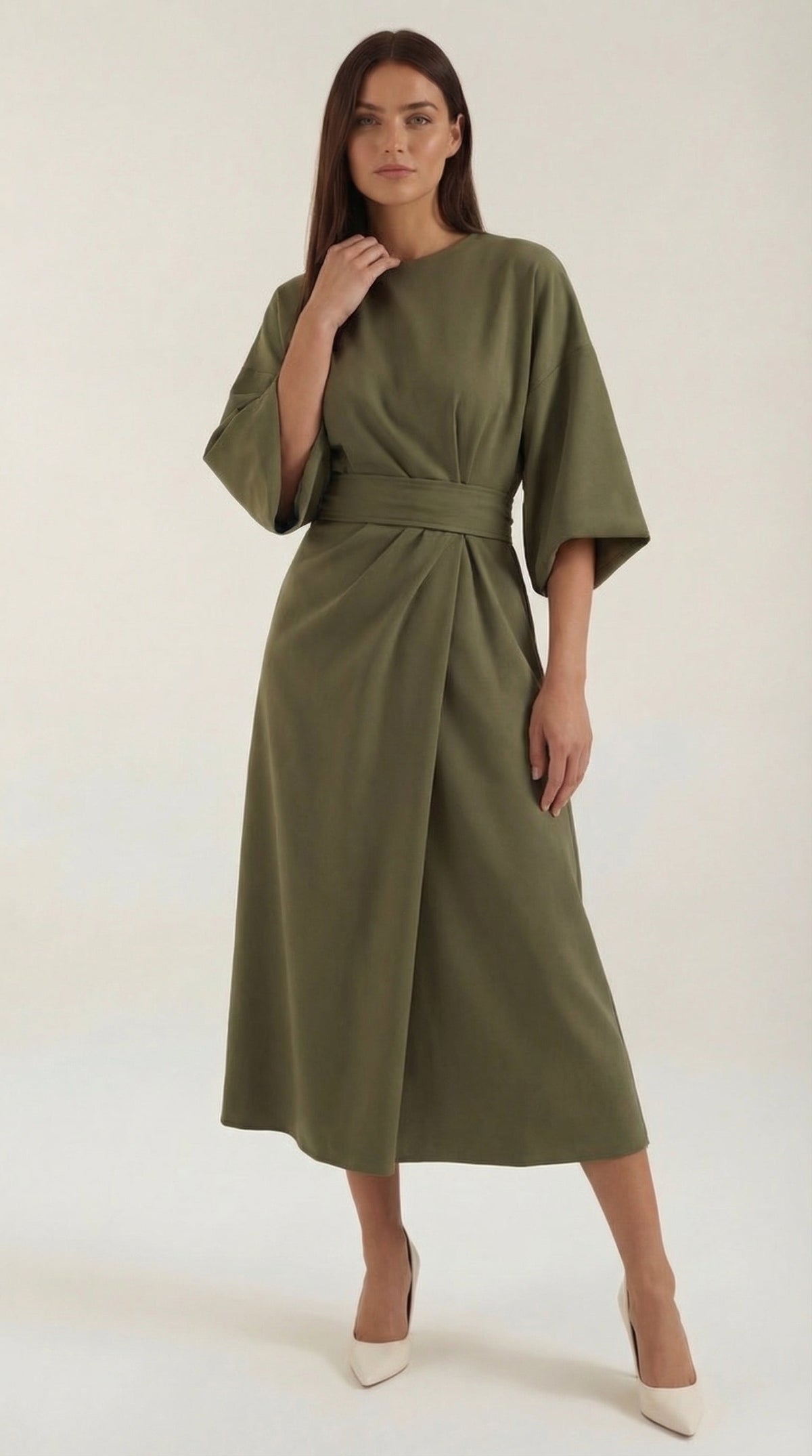 ANA | VESTIDO LARGO CON CINTURÓN EN LA CINTURA