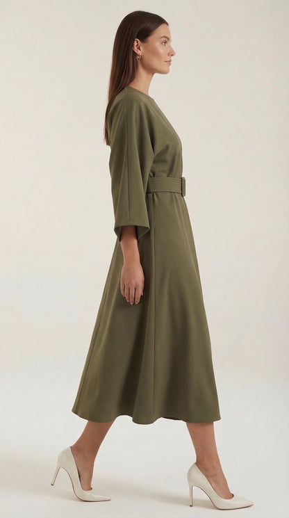 ANA | VESTIDO LARGO CON CINTURÓN EN LA CINTURA
