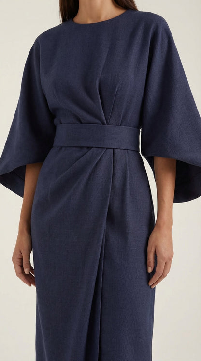 ANA | VESTIDO LARGO CON CINTURÓN EN LA CINTURA