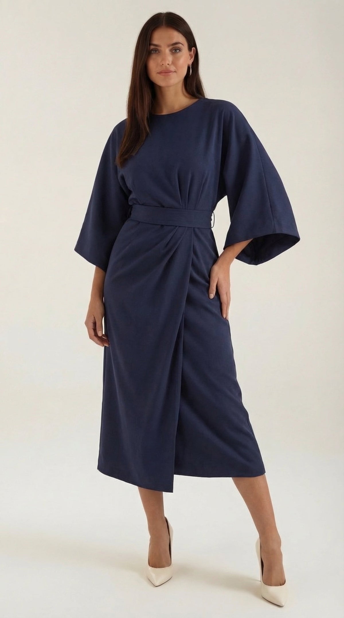 ANA | VESTIDO LARGO CON CINTURÓN EN LA CINTURA