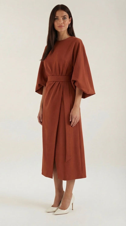 ANA | VESTIDO LARGO CON CINTURÓN EN LA CINTURA
