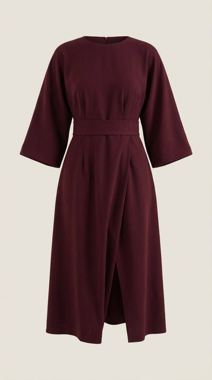 ANA | VESTIDO LARGO CON CINTURÓN EN LA CINTURA