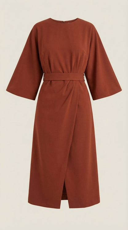 ANA | VESTIDO LARGO CON CINTURÓN EN LA CINTURA