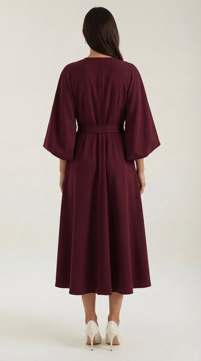 ANA | VESTIDO LARGO CON CINTURÓN EN LA CINTURA
