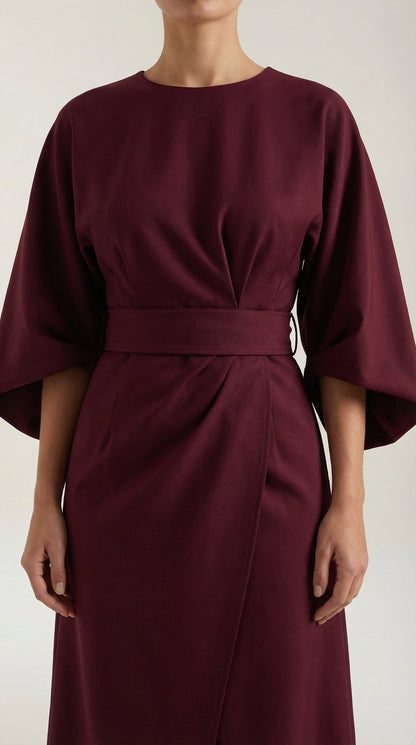 ANA | VESTIDO LARGO CON CINTURÓN EN LA CINTURA