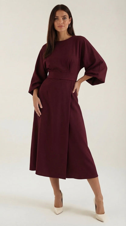 ANA | VESTIDO LARGO CON CINTURÓN EN LA CINTURA