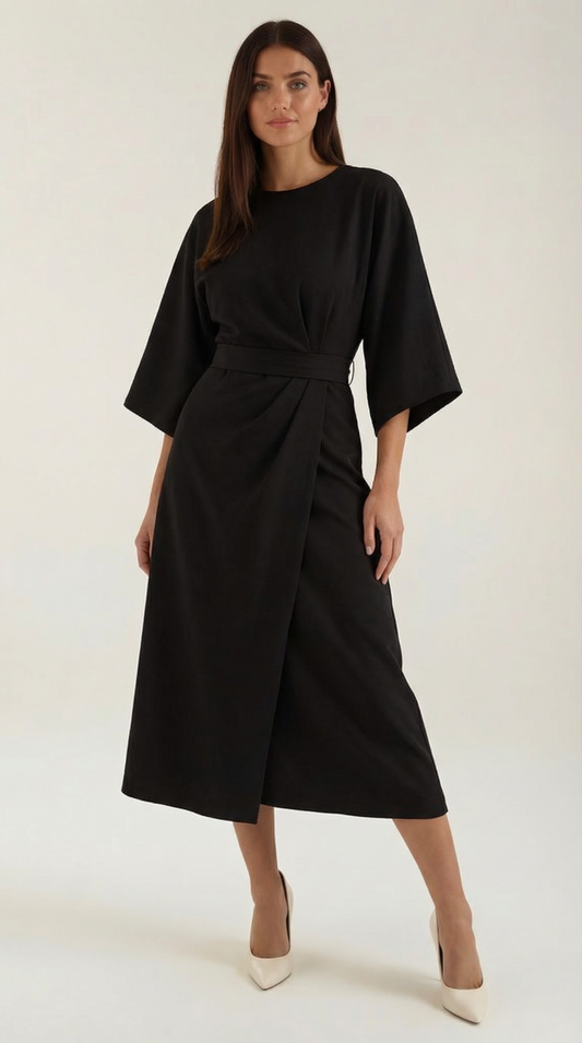 ANA | VESTIDO LARGO CON CINTURÓN EN LA CINTURA