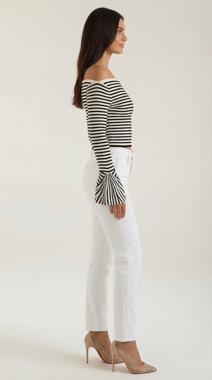 GABRIELLA | CAMISA A RAYAS CON MANGAS ABULLONADAS