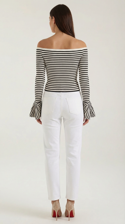 GABRIELLA | CAMISA A RAYAS CON MANGAS ABULLONADAS