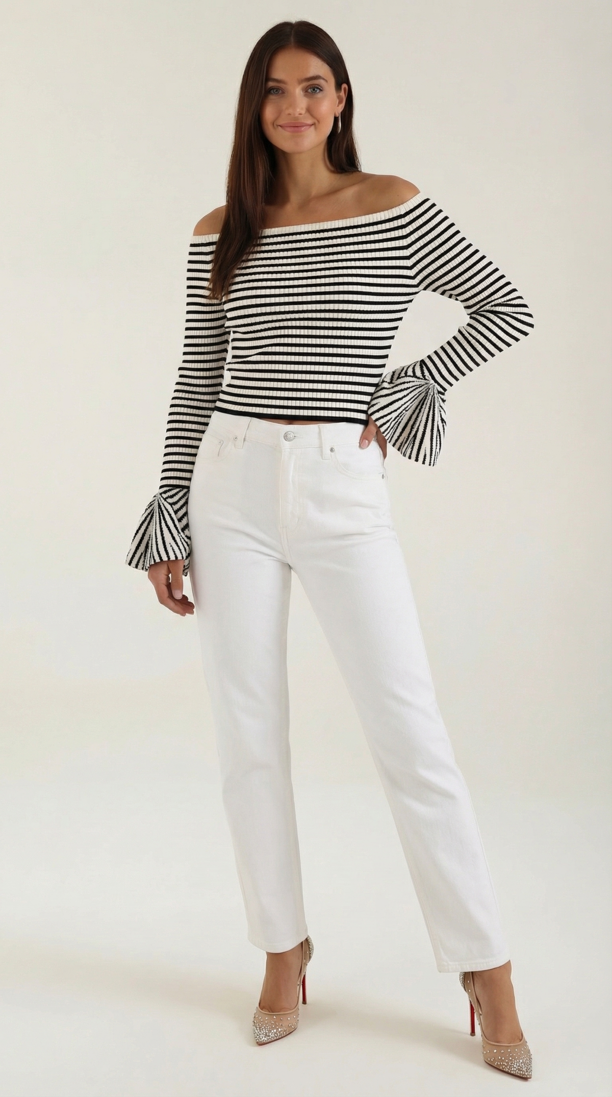 GABRIELLA | CAMISA A RAYAS CON MANGAS ABULLONADAS