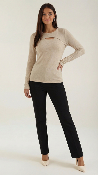 GABRIELLE | TOP CHIC DE MANGA LARGA CON ABERTURAS