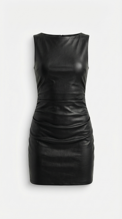 BERNICE | VESTIDO CORTO DE PIEL SINTÉTICA