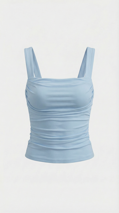 BIANCA | BLUSA SIN MANGAS CON FRUNCIDOS Y ESCOTE CUADRADO