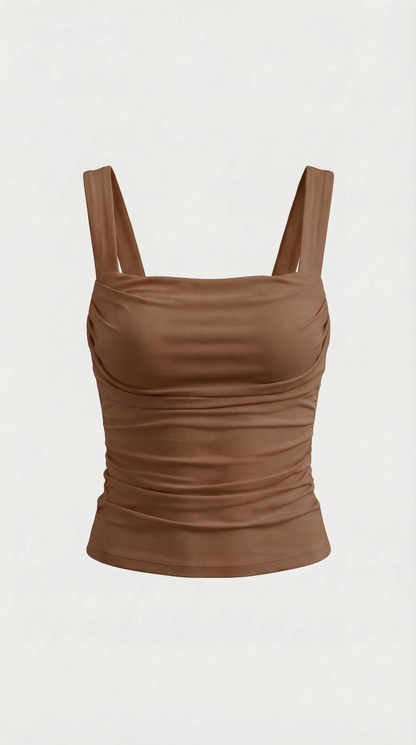 BIANCA | BLUSA SIN MANGAS CON FRUNCIDOS Y ESCOTE CUADRADO