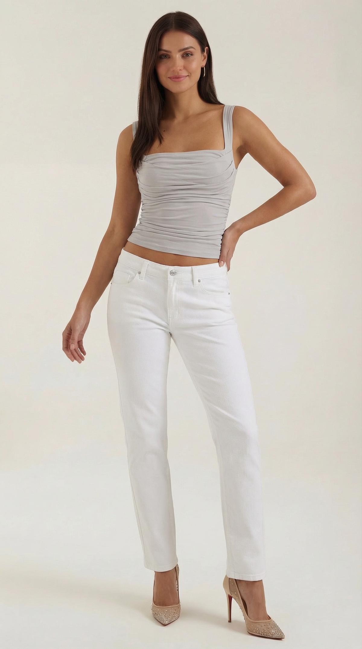 BIANCA | BLUSA SIN MANGAS CON FRUNCIDOS Y ESCOTE CUADRADO
