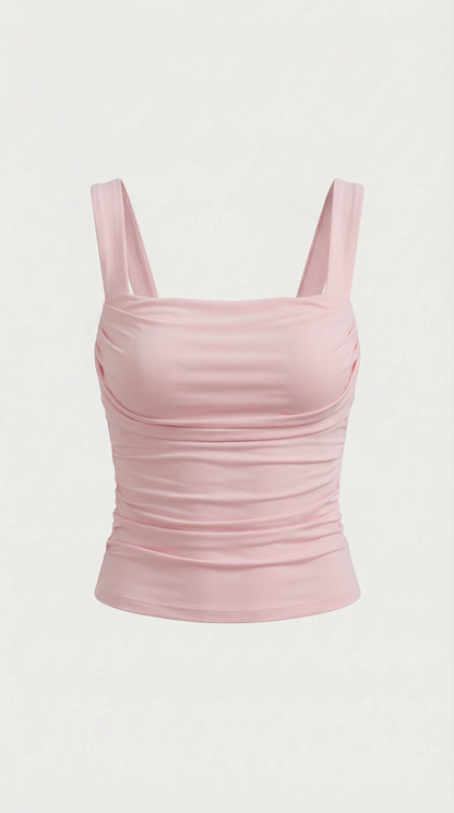 BIANCA | BLUSA SIN MANGAS CON FRUNCIDOS Y ESCOTE CUADRADO