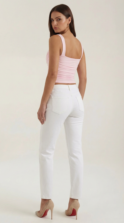 BIANCA | BLUSA SIN MANGAS CON FRUNCIDOS Y ESCOTE CUADRADO