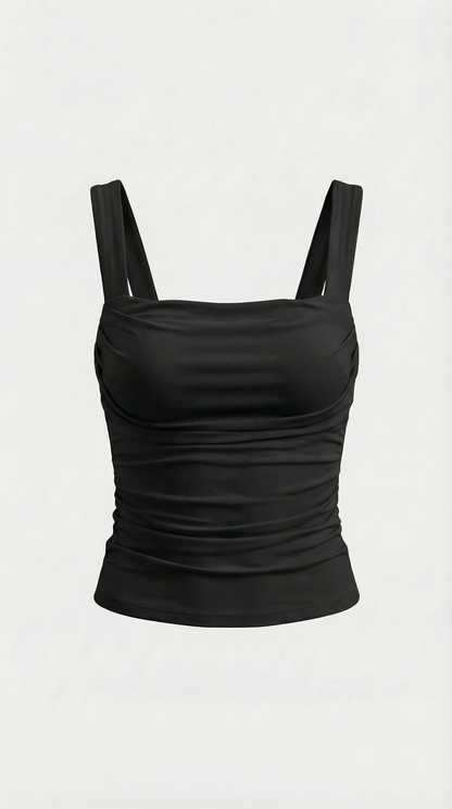 BIANCA | BLUSA SIN MANGAS CON FRUNCIDOS Y ESCOTE CUADRADO