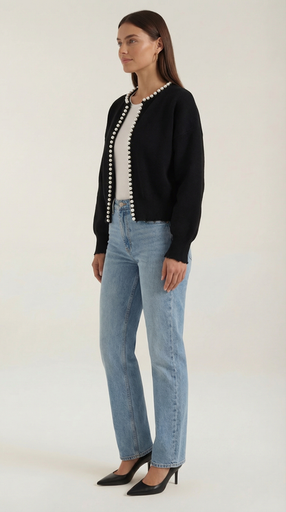 ALESSANDRA | CARDIGAN CON DETALLES DE PERLAS