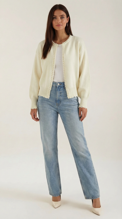 ALESSANDRA | CARDIGAN CON DETALLES DE PERLAS