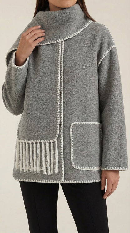 ISOLDE | CHAQUETA CON BUFANDA A CONTRASTE