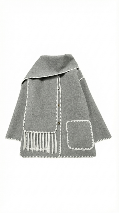 ISOLDE | CHAQUETA CON BUFANDA A CONTRASTE