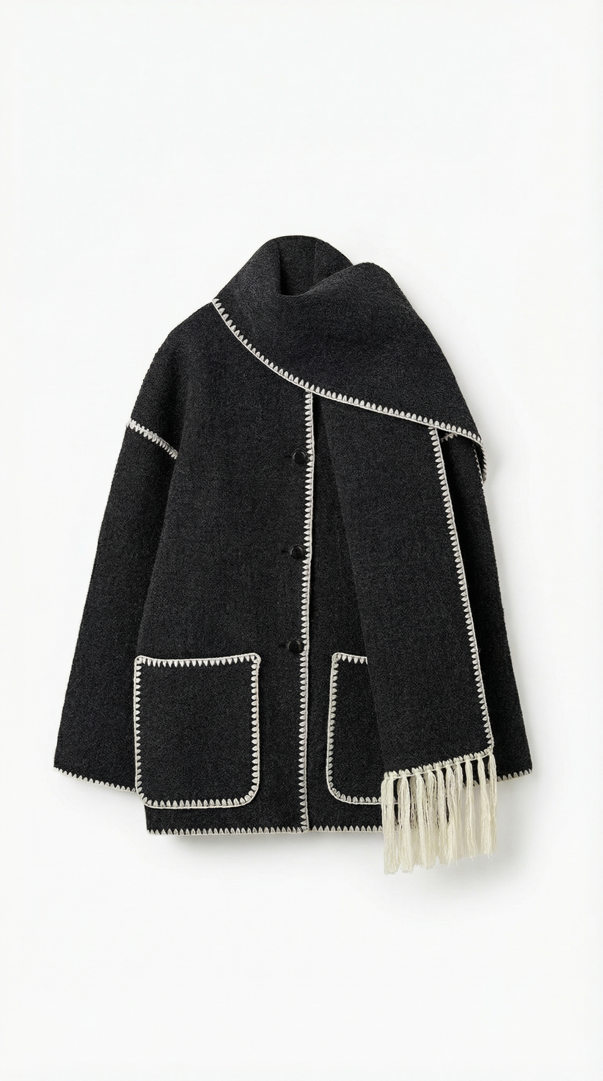 ISOLDE | CHAQUETA CON BUFANDA A CONTRASTE